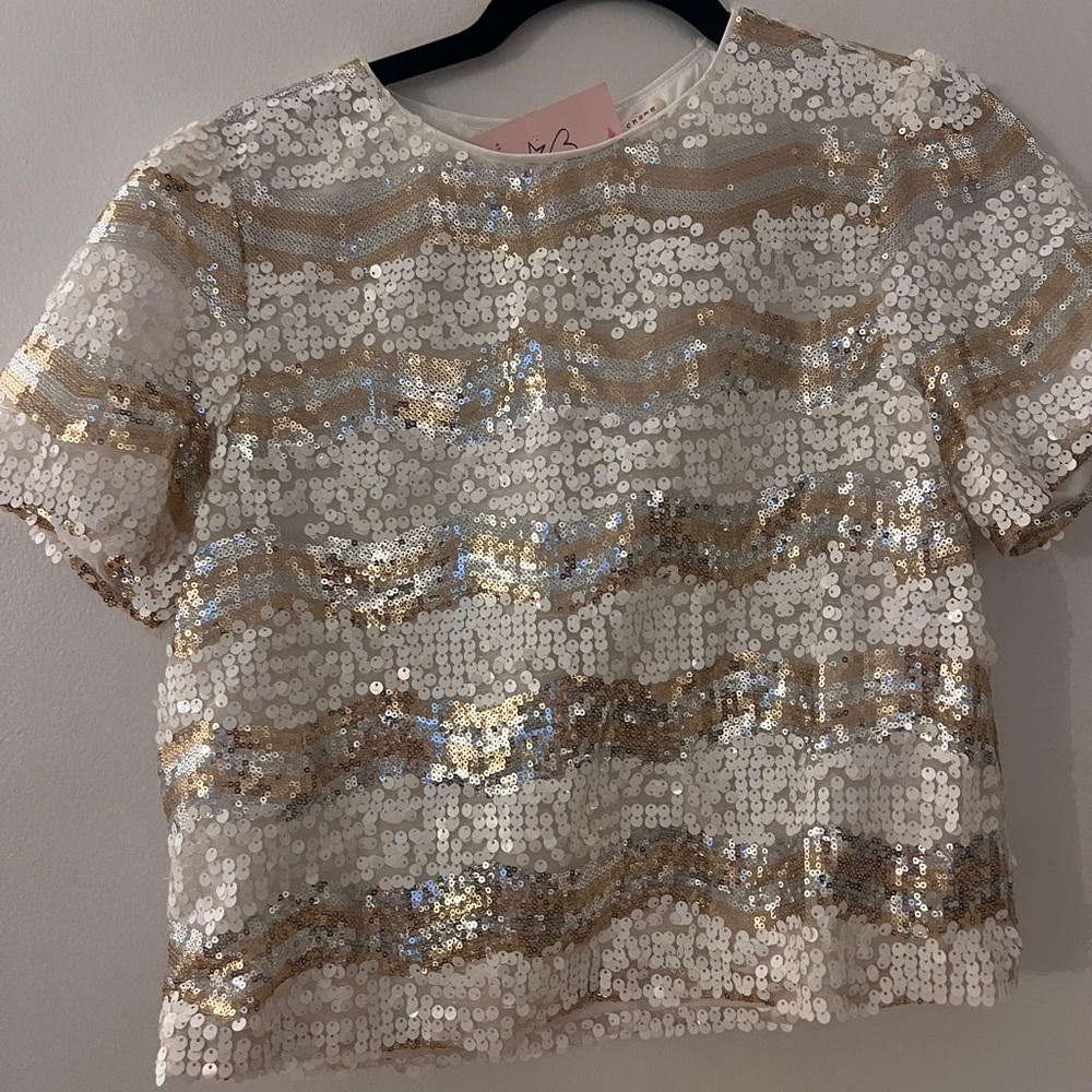 Sequin Short Sleeve Top